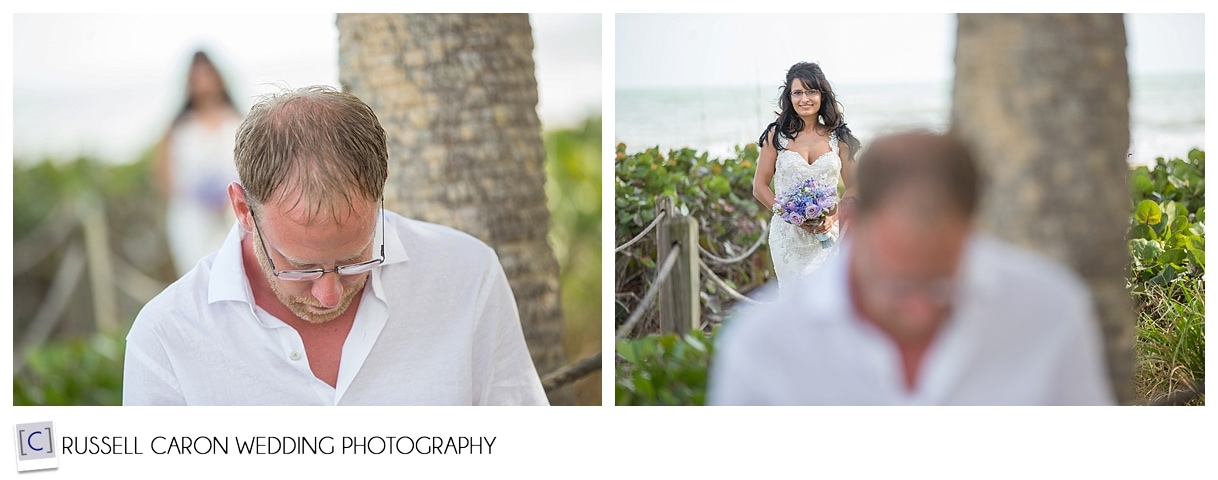 Bride watching groom, Casa Ybel, Sanibel Island, Florida