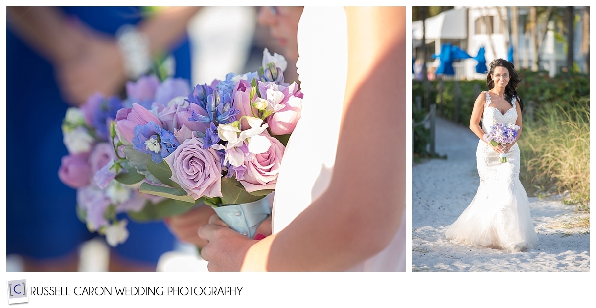 Bride during processional, wedding bouquet