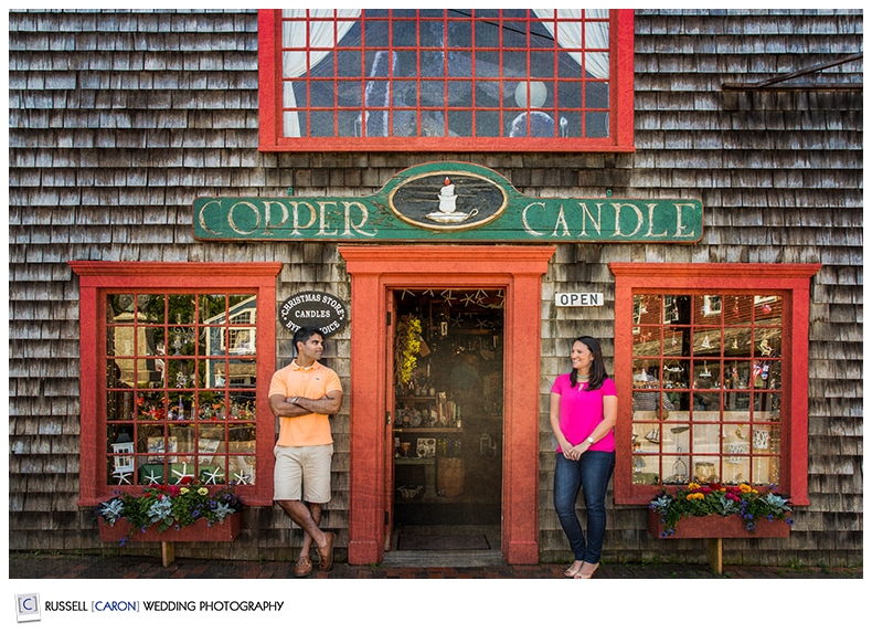Engagement photography in Dock Square Kennebunkport Maine