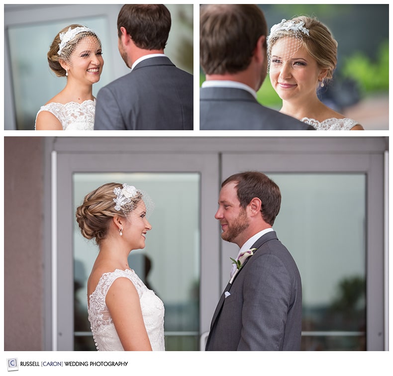 Maine wedding photographers capture first look