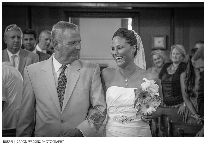 Bride with her father during the wedding processional