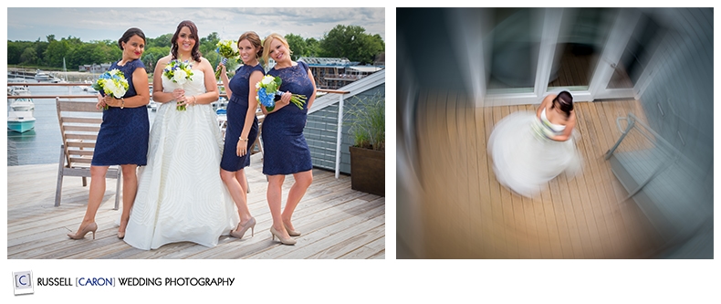 Bride and bridesmaids at The Boathouse in Kennebunkport, Maine