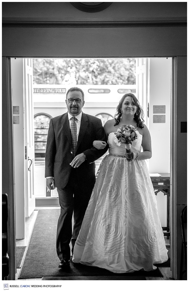 Bride and her father as they come down the aisle
