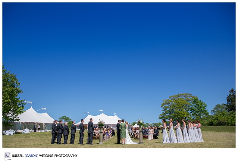 Outdoor wedding ceremony at the Sprague Estate, Cape Elizabeth Maine