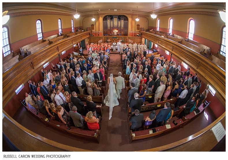 Wedding ceremony at First Parish Church, Yarmouth Maine