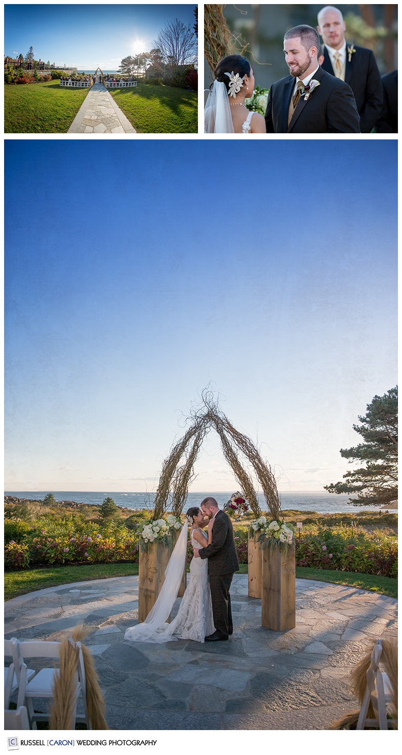 Real Maine Wedding of the Year, ceremony at The Colony Hotel, Kennebunkport, Maine