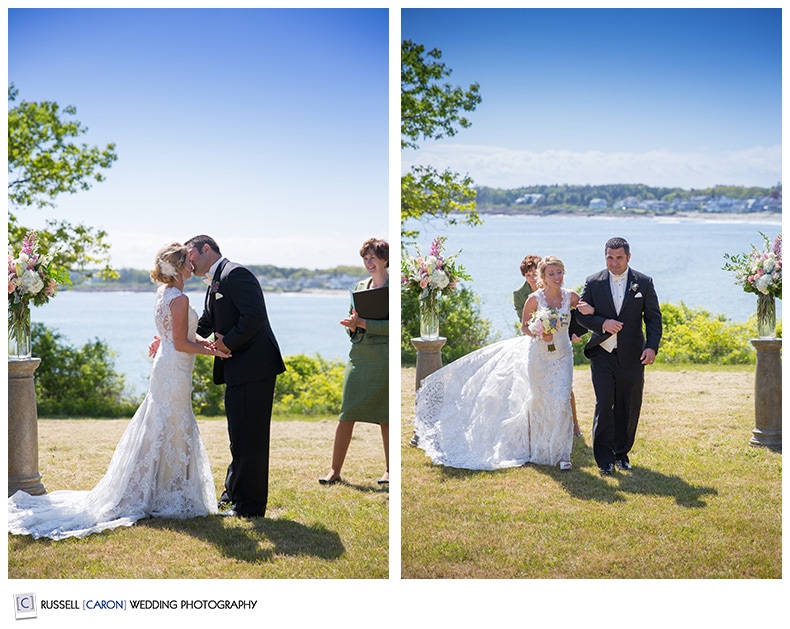Bride and groom's first kiss, recessional