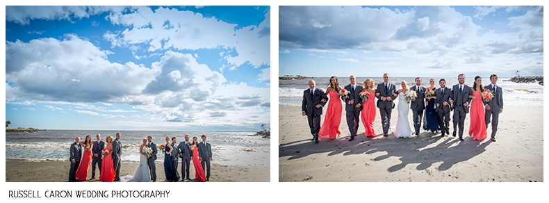Bridal party photos at Colony Beach in Kennebunkport, Maine