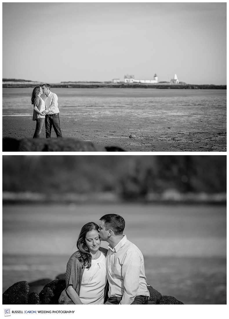 An engaged couple during their Kennebunkport Maine engagement session