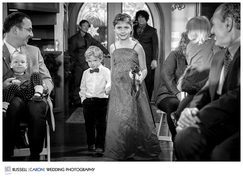 Ring bearer and flower girl at Ski Esta, Newry, Maine wedding