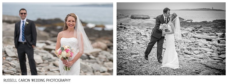 Bride and groom on Peaks Island, portland Maine