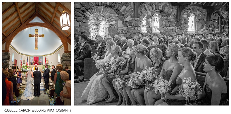 Congregation during Maine wedding
