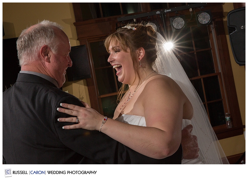 Father daughter dance at winter wedding in Maine