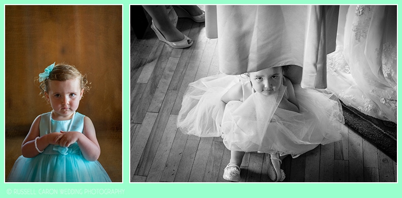 Little flower girl on wedding day