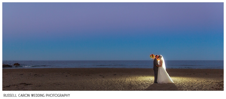 Bride and groom on York Beach Maine