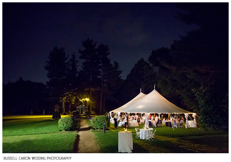 Tented wedding reception at Glen Magna Farms