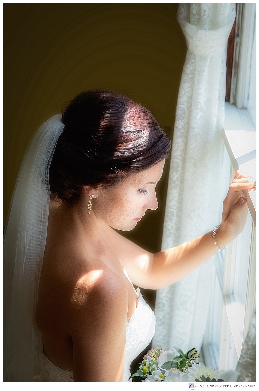 bride in front of a window
