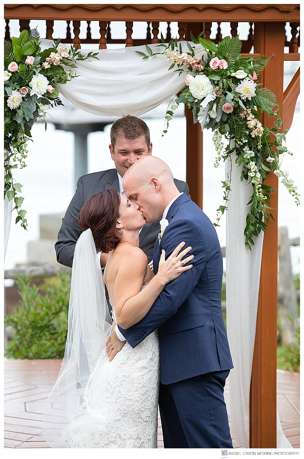 bride and groom's first kiss