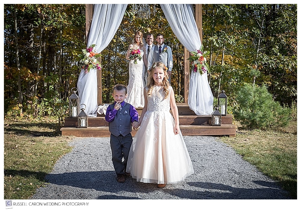 flower girl and ring bearer during wedding recessional
