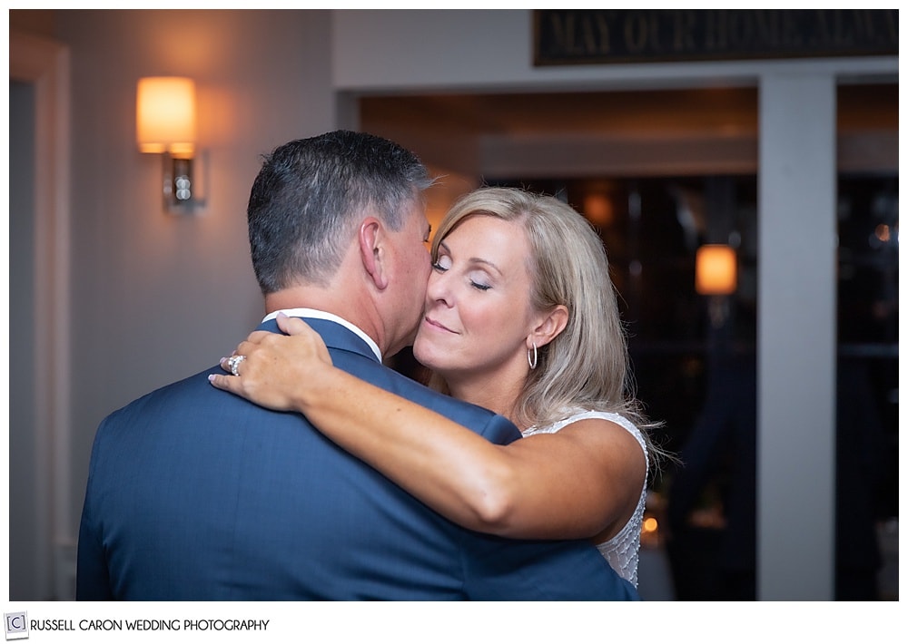 bride and groom during their first dance at a Cape Arundel Inn wedding reception, Kennebunkport, Maine