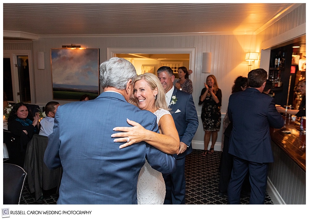 bride dancing with her father during a Cape Arundel Inn wedding reception in Kennebunkport, Maine