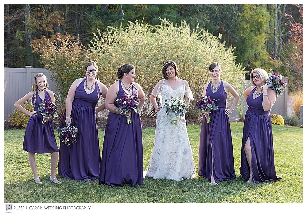 bride and bridesmaids at the LaBelle Winery, Amherst, New Hampshire
