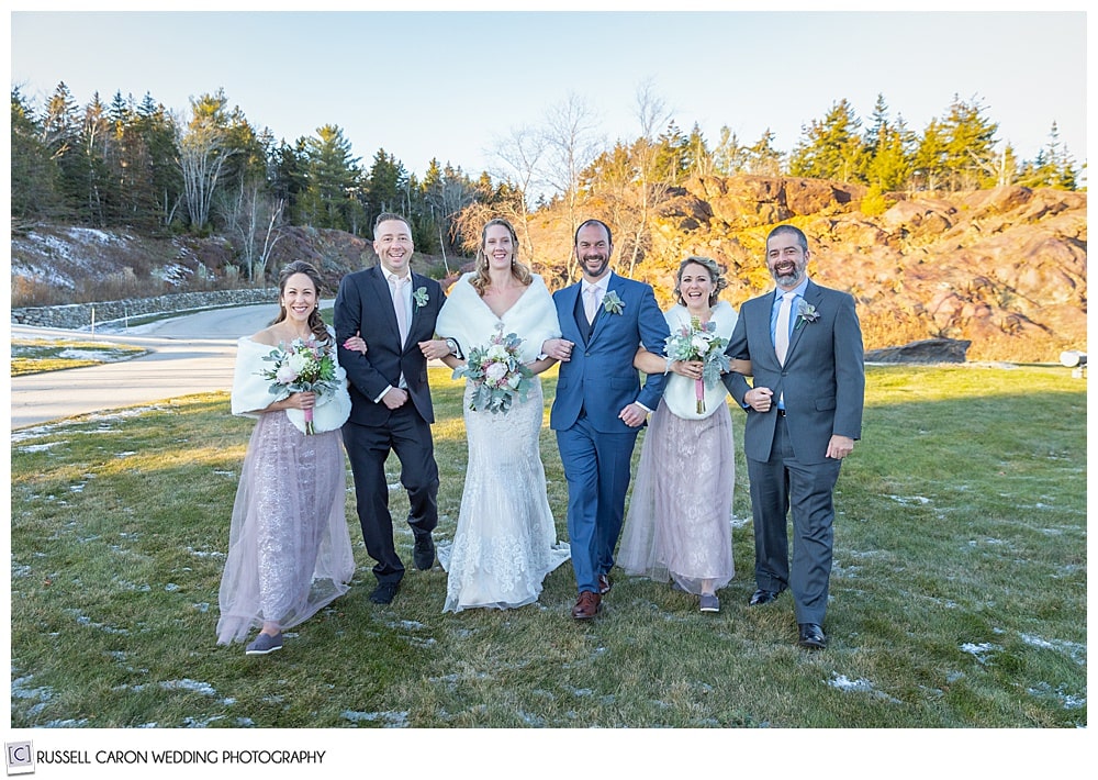 bride and groom with bridesmaids and groomsmen