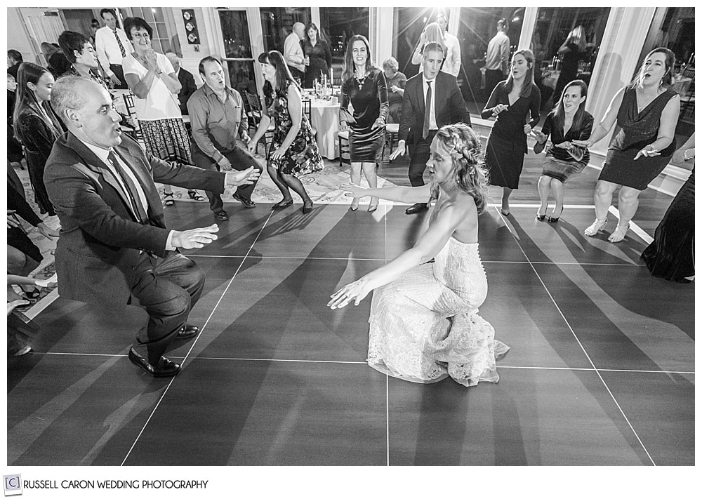 bride dancing at her midcoast maine wedding reception