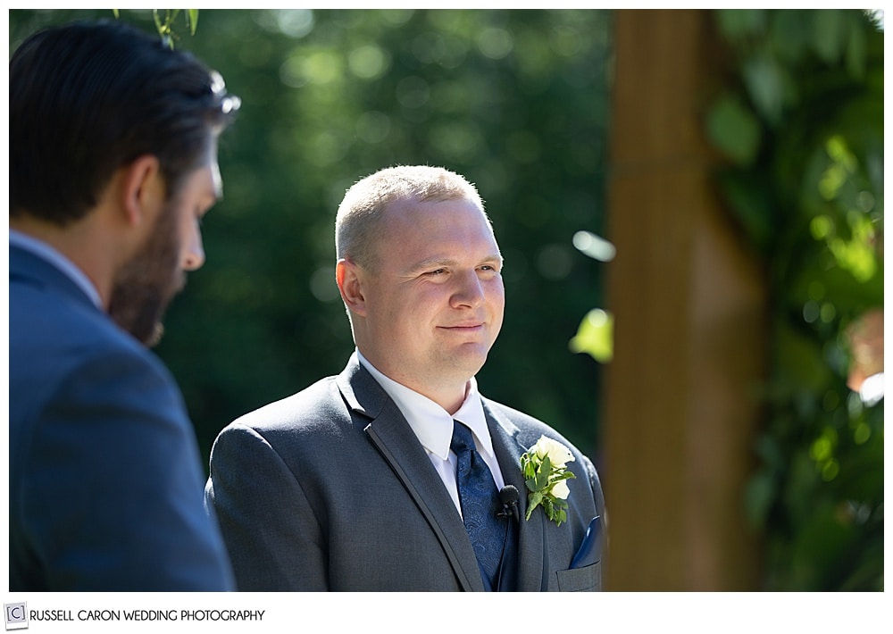 groom during an outdoor wedding at Moose Lake Ranch