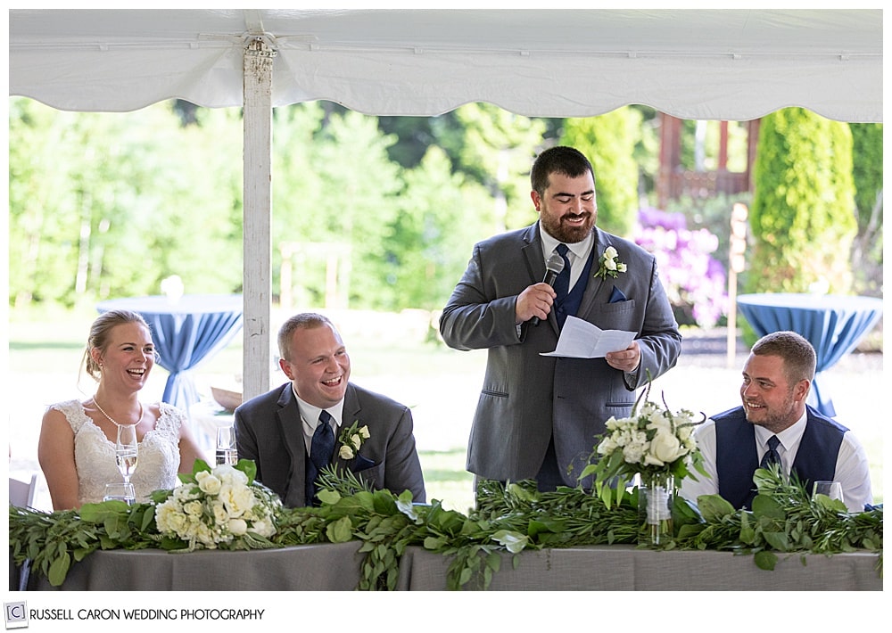 groomsman giving a toast