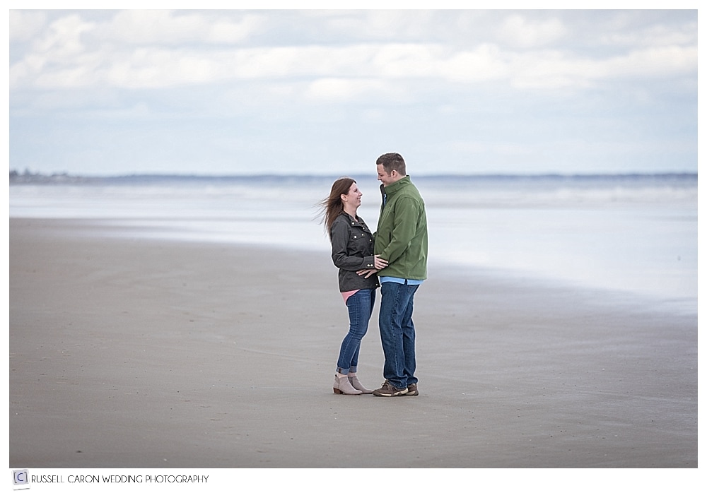 Couple at Oqunquit Beach for a Maine engagement session