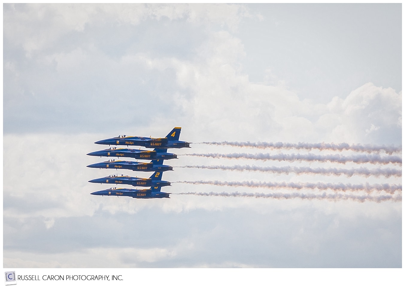 5 US Navy Blue Angels stacked over one another