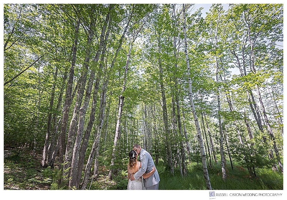 bride and groom kissing in Acadia National Park. Acadia National Park Wedding Photography Team