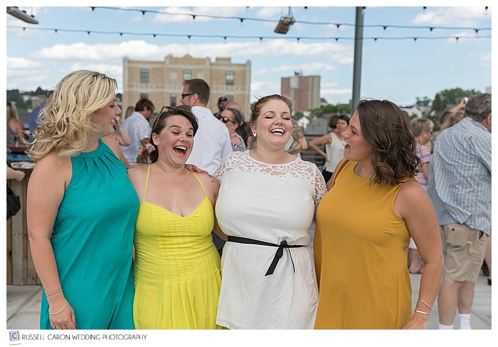 women celebrating at Bayside Bowl engagement party