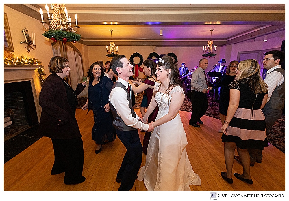 bride and groom dancing during their Bethel Maine wedding reception