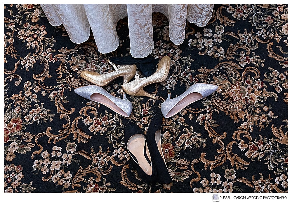 photo of wedding shoes in a pile