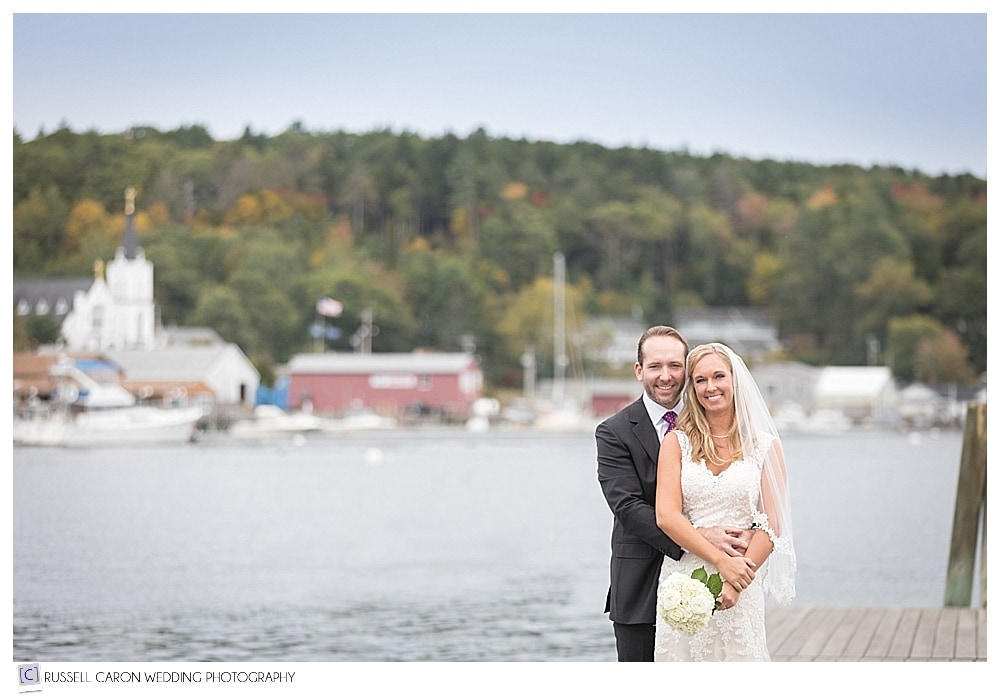 bride and groom at Boothbay Harbor Maine wedding