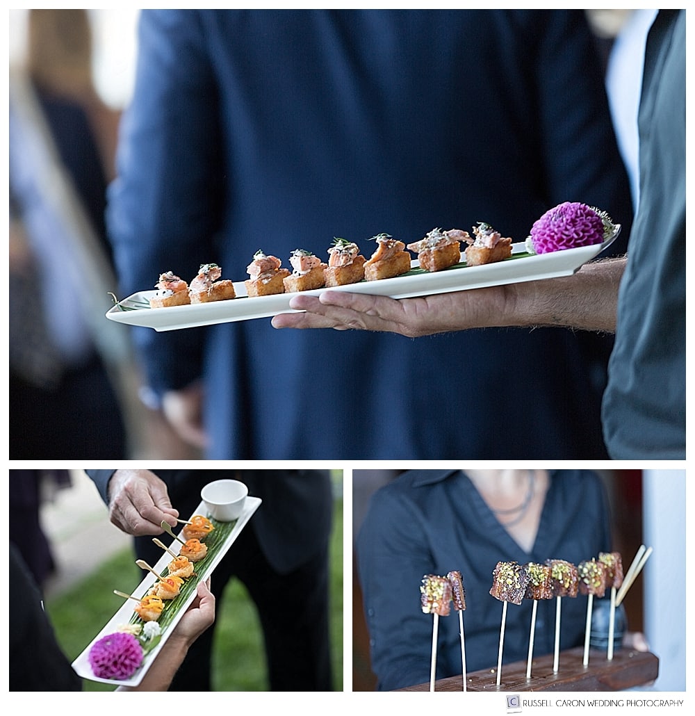 Trillium Caterers of Belfast, Maine, passed hors d'oeuvres