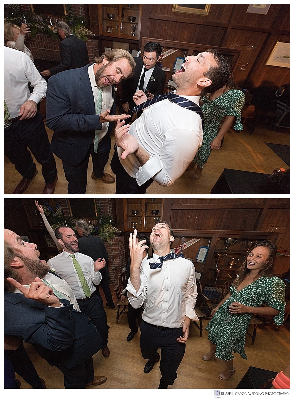 guests having fun during camden yacht club wedding reception