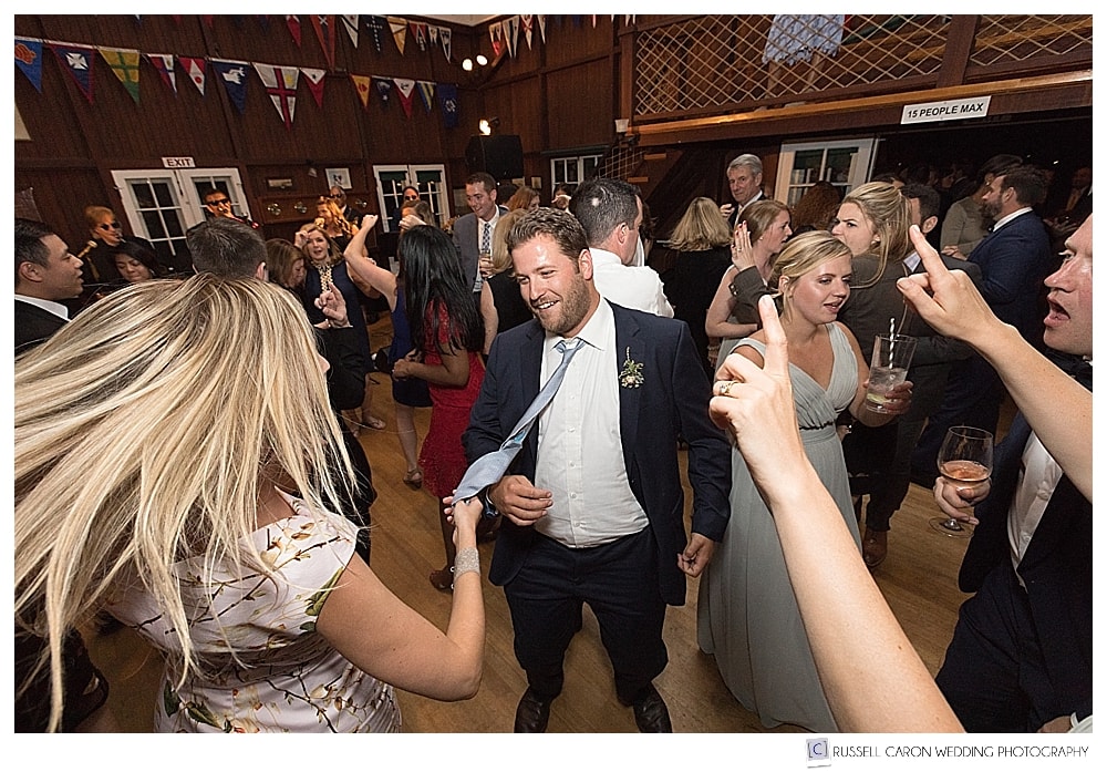 guests dancing at the Camden Yacht Club wedding reception