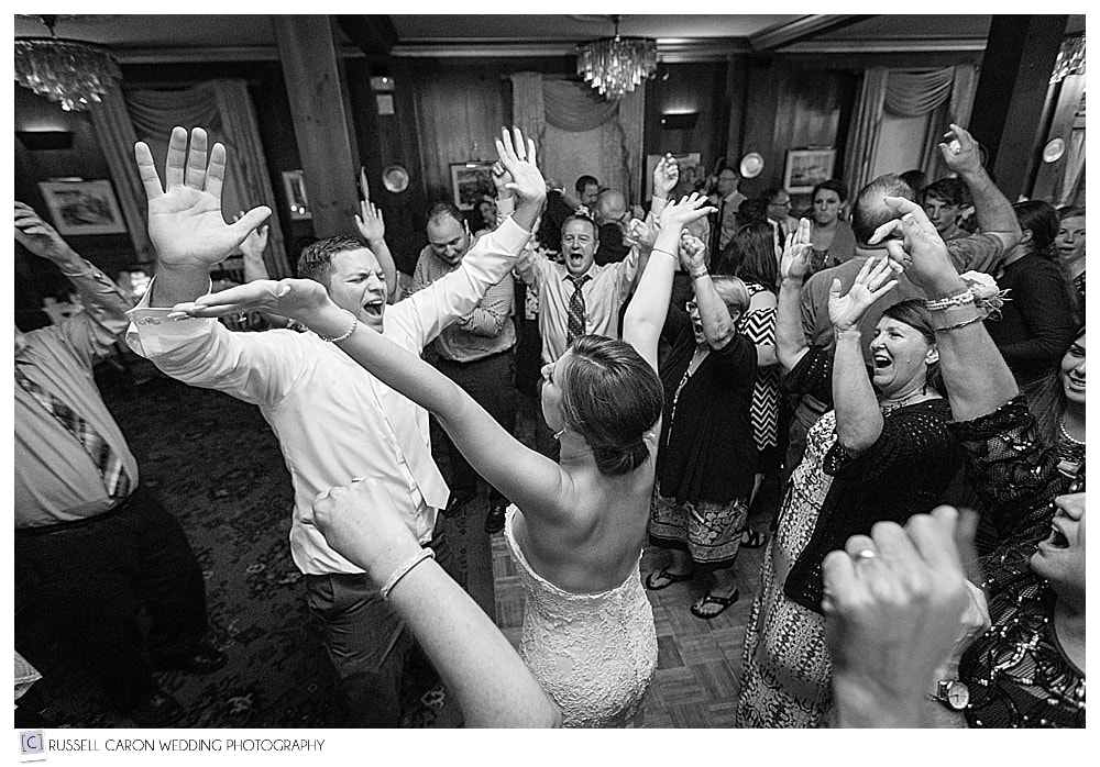 bride and groom dancing during their Colony Hotel wedding reception