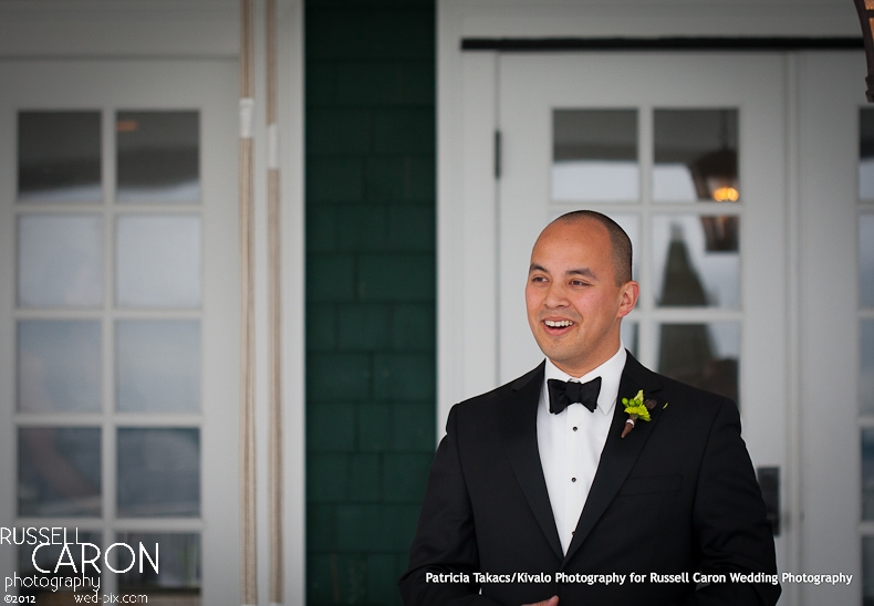 Wedding day first look photo of the groom