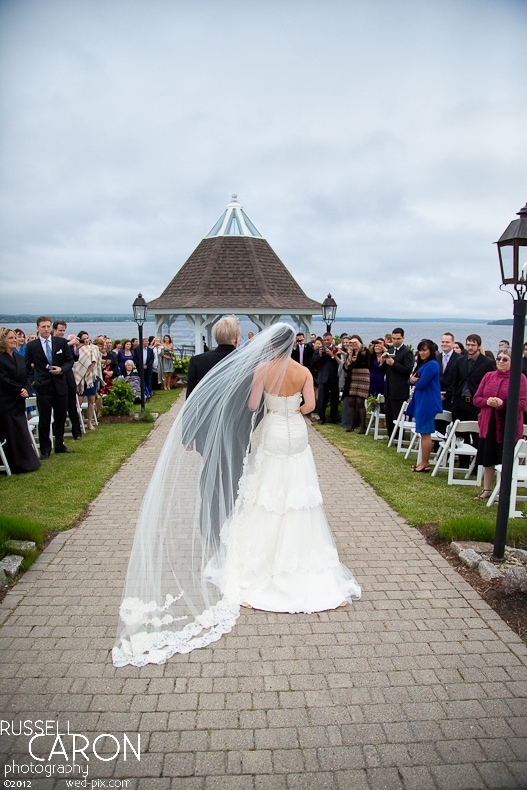 Bride's veil blowing in the wind