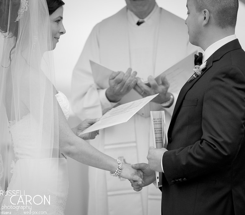 Bride and groom during wedding ceremony