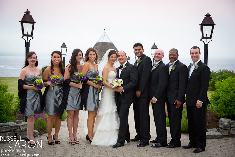 Bride and groom with bridal party at a French's Point wedding