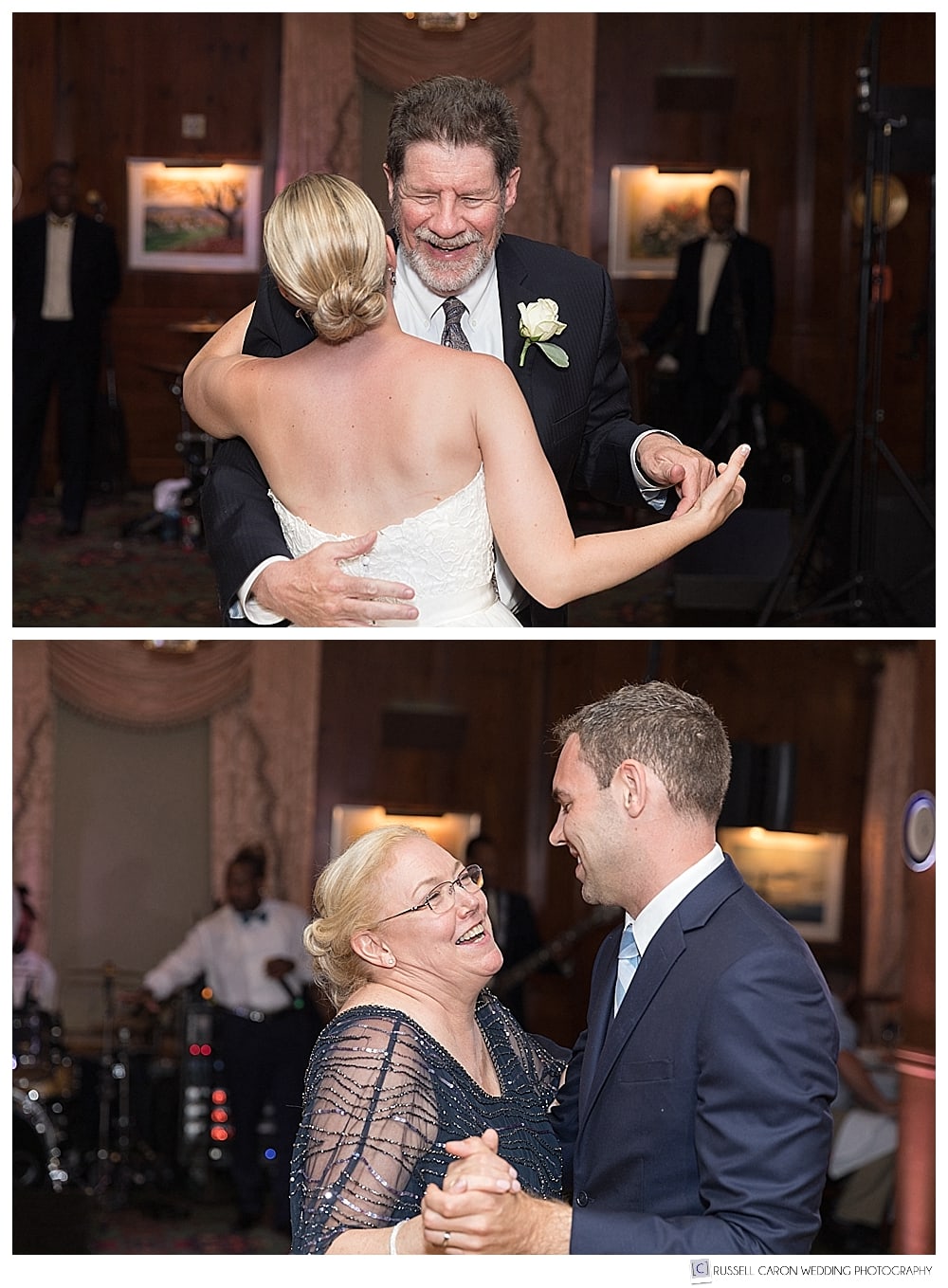 bride dancing with her father, groom dancing with his mother