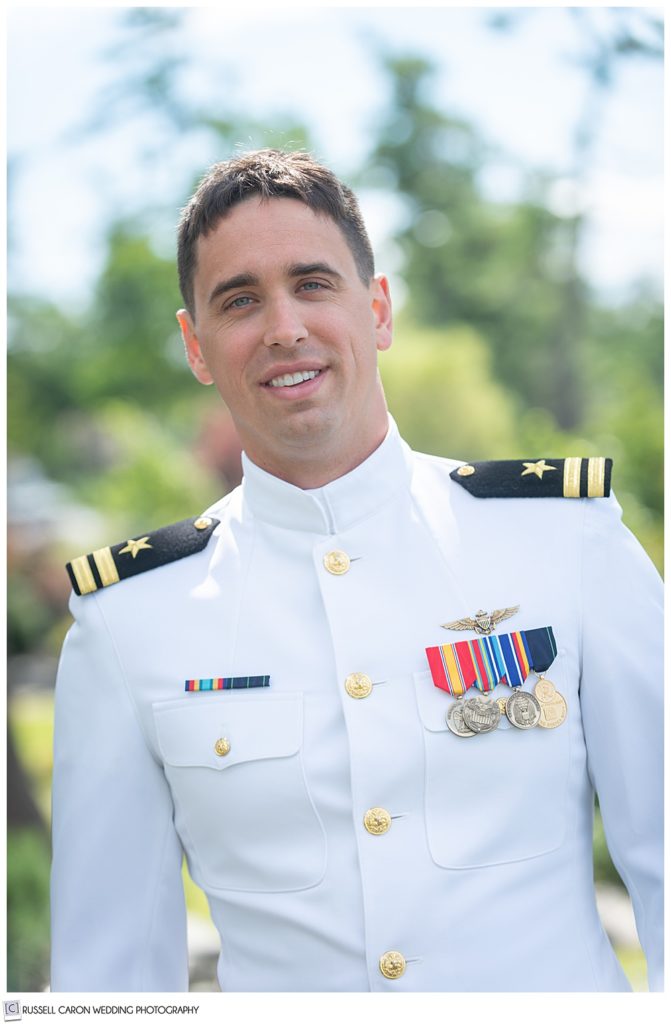 groom in dress whites