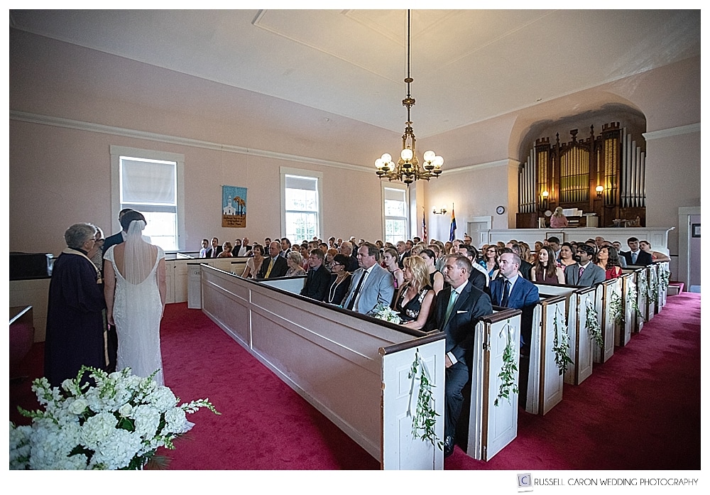 Wedding ceremony at the UU Church in Castine, Maine