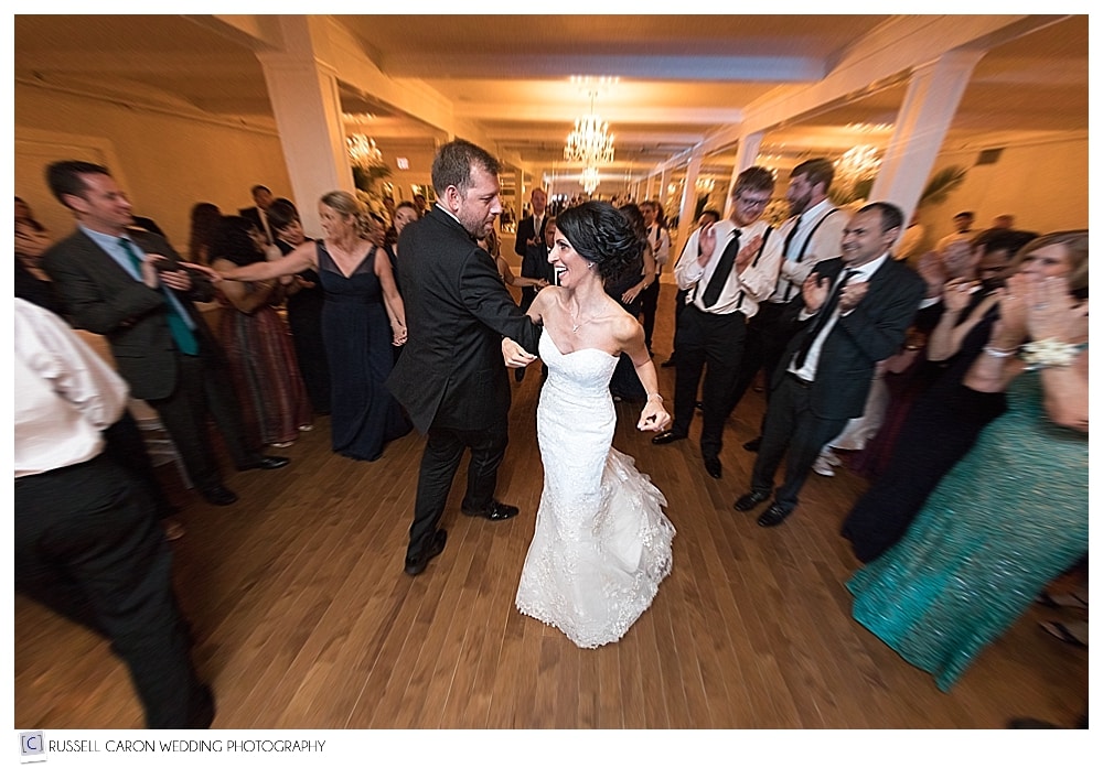 bride and groom dancing during their reception