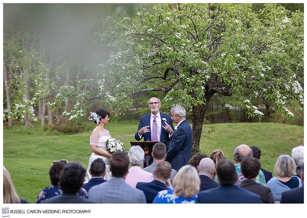 beautiful intimate Cape Neddick wedding ceremony under an apple tree